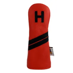 Alternative view of Red and Black Leather Hybrid Golf Headcover (Club: X or H) - LAST CALL!