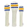 Classic 80s Sock Knit Golf Headcovers Blue and Yellow 14 15