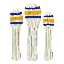 Classic 80s Sock Knit Golf Headcovers Blue and Yellow