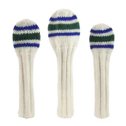 Classic 80s Tube Sock Knit Golf Headcovers Blue and Forest Green