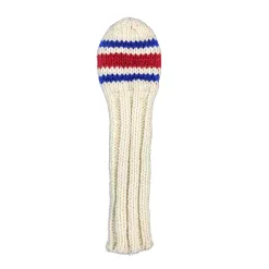 Classic 80s Sock Knit Golf Headcovers Blue and Red - Image 3