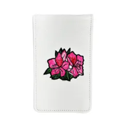 Hand Embroidered Azalea Genuine Leather Scorecard + Yardage Book Holder
