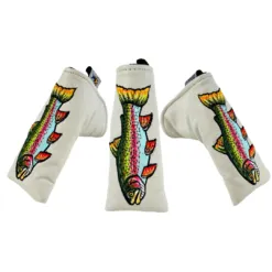 Rainbow Trout Hand Embroidered Blade Putter Cover With Magnetic Closure