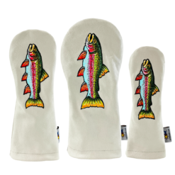 hand embroidered trout headcovers