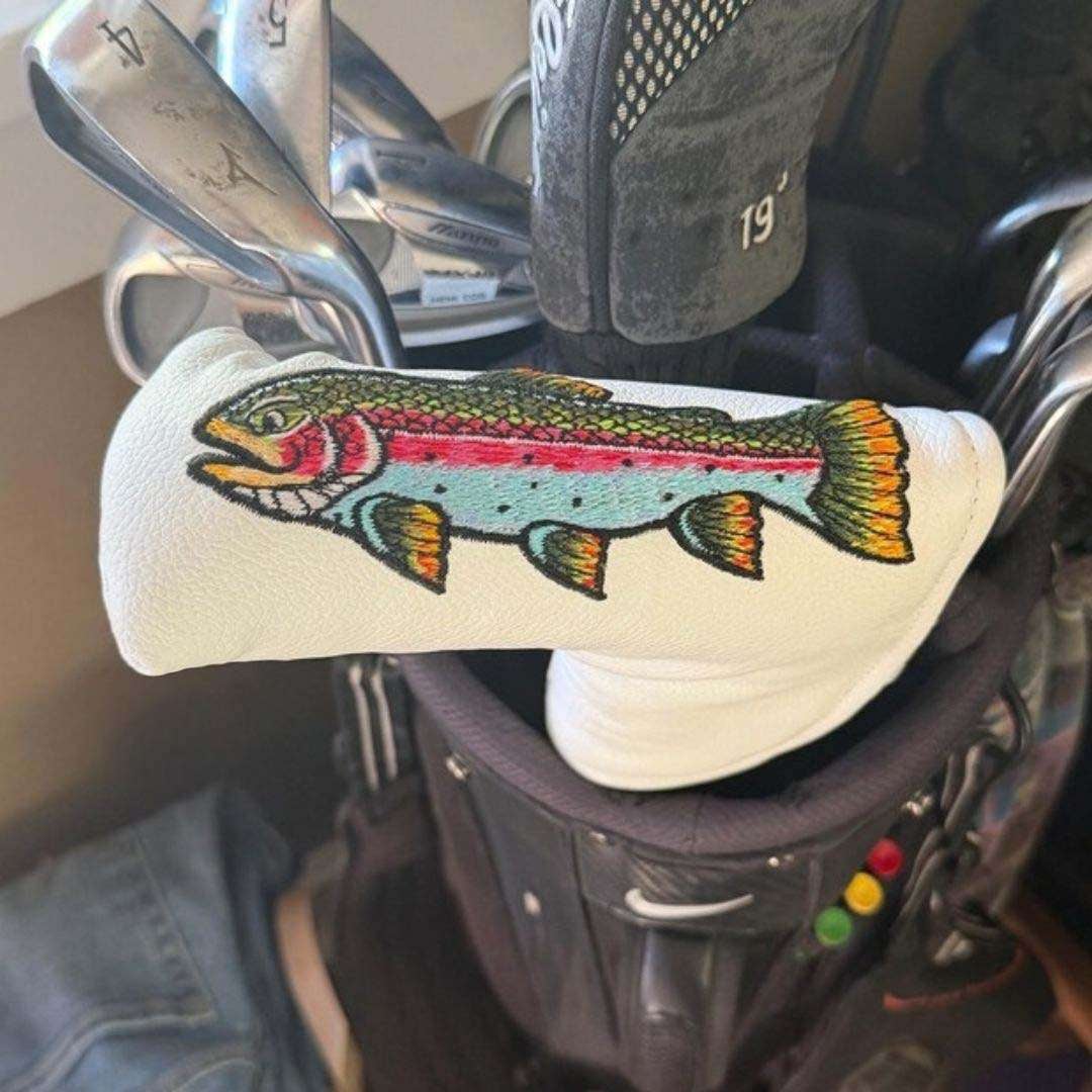 Rainbow Trout Hand Embroidered Blade Putter Cover With Magnetic Closure 6 Trout blade cover customer picture