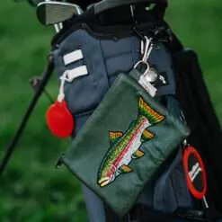 Hand Embroidered Rainbow Trout Genuine Leather Valuables Pouch and Tee Bag 8 Hand Embroidered Rainbow Trout Genuine Leather Valuables Pouch and Tee Bag - Image 2