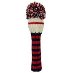 Alternative view of Navy Red and White Multi Stripe Knit Wool Headcovers (Driver, Fairway, Hybrid, or Set)