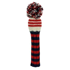 Navy Red and White Multi Stripe Knit Wool Headcovers (Driver, Fairway, Hybrid, or Set) - Image 5