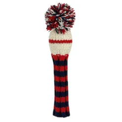 Navy Red and White Multi Stripe Knit Wool Headcovers (Driver, Fairway, Hybrid, or Set) - Image 4