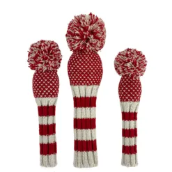 Red Chevron Knit Wool Headcovers (Driver, Fairway, Hybrid, or Set)