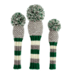 Gray, Green, White Chevron Knit Wool Headcovers (Driver, Fairway, Hybrid, or Set) 10 gray green white set