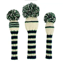 white navy green knit headcovers
