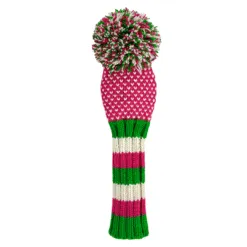 Pink, Lime, White Chevron Knit Wool Headcovers (Driver, Fairway, Hybrid, or Set) 6 Pink, Lime, White Chevron Knit Wool Headcovers (Driver, Fairway, Hybrid, or Set) - Image 2