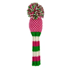 Pink, Lime, White Chevron Knit Wool Headcovers (Driver, Fairway, Hybrid, or Set) 7 Pink, Lime, White Chevron Knit Wool Headcovers (Driver, Fairway, Hybrid, or Set) - Image 3