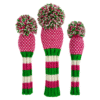Pink, Lime, White Chevron Knit Wool Headcovers (Driver, Fairway, Hybrid, or Set) 11 pink lime white set