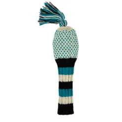 Alternative view of Teal, Black & White Chevron Knit Wool Golf Headcover – Driver, Fairway, or Hybrid