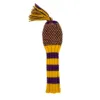 Purple and Yellow Chevron Knit Wool Driver Headcover- LAST CALL 2 purple and yellow chevron knit tassel driver