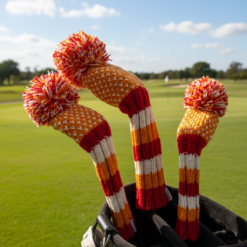 Alternative view of Orange, Red, White Chevron Knit Wool Headcovers - LAST CALL