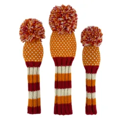 Orange, Red, White Chevron Knit Wool Headcovers