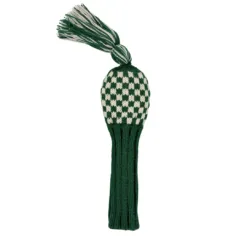 Alternative view of Green and White Checkered Knit Wool Headcovers (Driver, Fairway, Hybrid, or Set)
