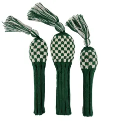 Sunfish Golf Headcovers and Golf Accessories 29 Green and white checkered knit headcovers set