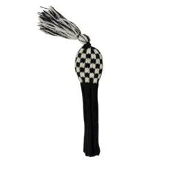 Black and White Checkered Knit Wool Headcovers (Driver, Fairway, Hybrid, or Set) 7 black and white checkered knit fairway