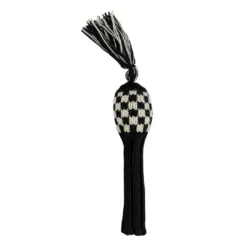 Black and White Checkered Knit Wool Headcovers (Driver, Fairway, Hybrid, or Set) 8 black and white checkered knit hybrid