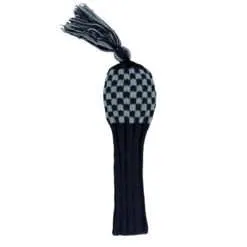 Alternative view of Navy and Light Blue Checkered Knit Wool Headcovers (Driver, Fairway, Hybrid, or Set)