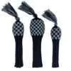Navy and Light Blue Checkered Knit Wool Headcovers (Driver, Fairway, Hybrid, or Set) 10 Navy and Light Blue Checkered Knit Wool Headcovers
