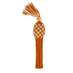 Orange and White Checkered Knit Wool Headcovers (Driver, Fairway, Hybrid, or Set) 7 Orange and White Checkered Knit Wool Headcovers (Driver, Fairway, Hybrid, or Set) - Image 3