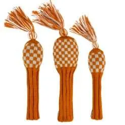 Sunfish Golf Headcovers and Golf Accessories 23 orange and white checkered knit headcovers