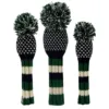 Navy green and white chevron knit headcovers