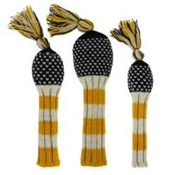 Navy, Yellow and White Chevron Knit Headcovers