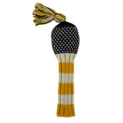 Navy, Yellow and White Chevron Knit Headcovers (Driver, Fairway, Hybrid, or Set) 6 Navy, Yellow and White Chevron Knit Headcovers (Driver, Fairway, Hybrid, or Set) - Image 2